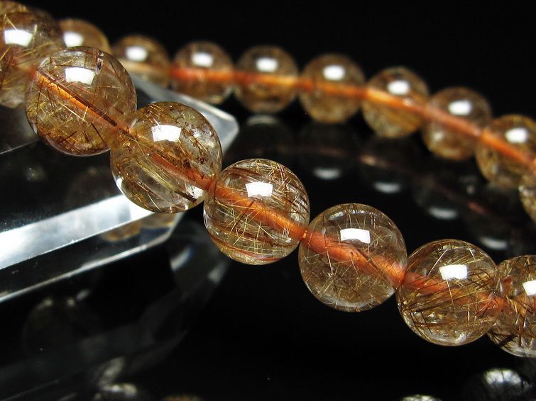 ルチルクォーツ ブレスレット 10mm ブロンズルチル ブレス 一点物 111-50740