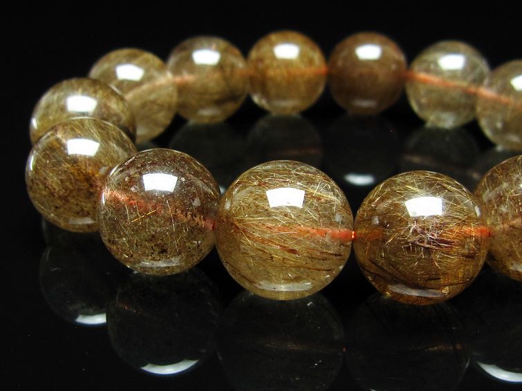 ルチルクォーツ ブレスレット 17mm ブロンズルチル ブレス 一点物 111-50744