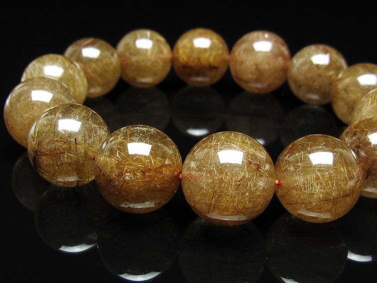 ルチルクォーツ ブレスレット 17mm ブロンズルチル ブレス 一点物 111-50745