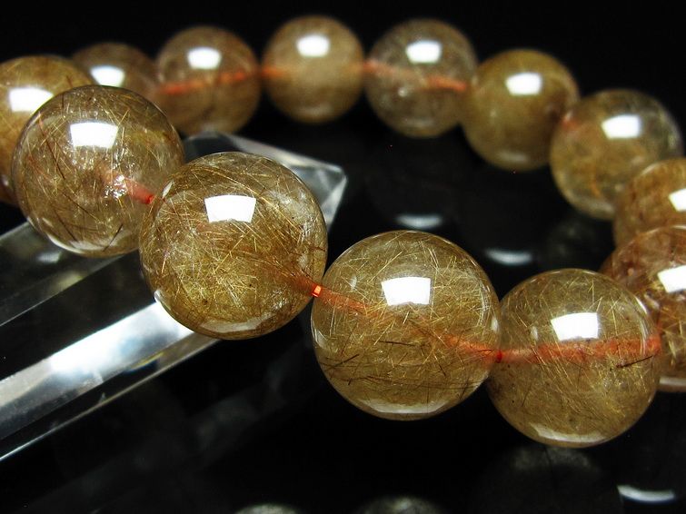 ルチルクォーツ ブレスレット 18mm ブロンズルチル ブレス 一点物 111-50748