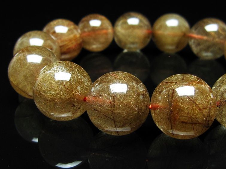 ルチルクォーツ ブレスレット 18mm ブロンズルチル ブレス 一点物 111-50748