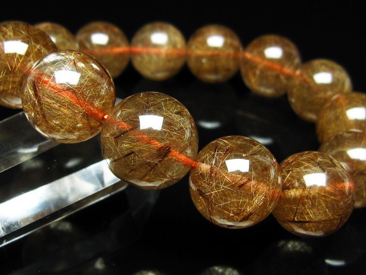 ルチルクォーツ ブレスレット 16mm ブロンズルチル ブレス 一点物 111-50749