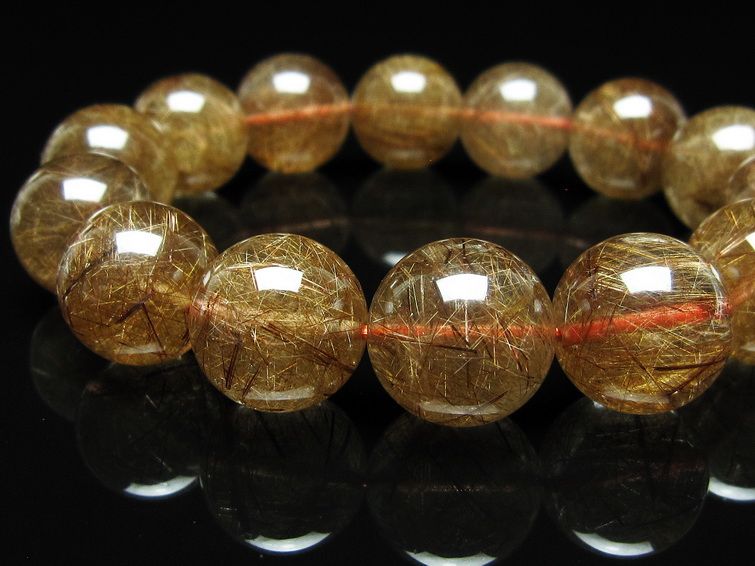 ルチルクォーツ ブレスレット 16mm ブロンズルチル ブレス 一点物 111-50749
