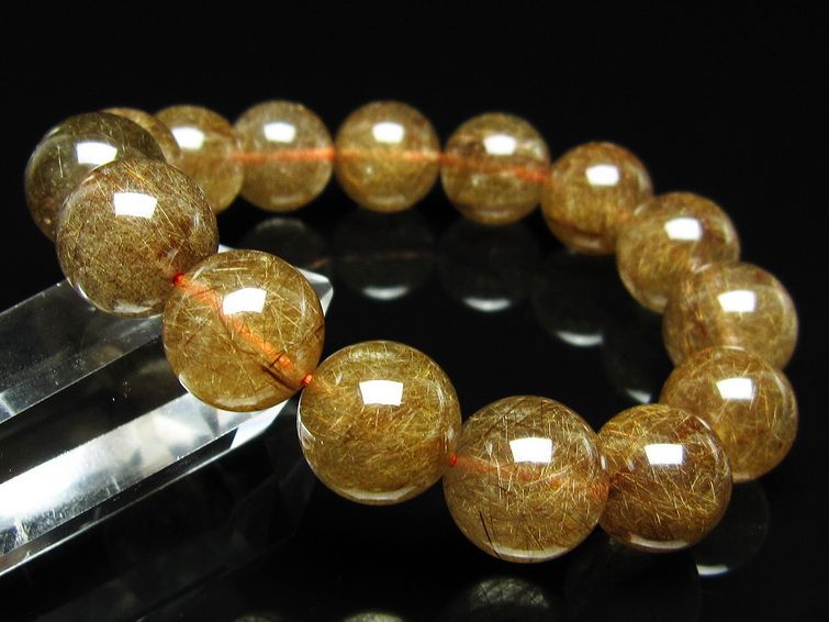 ルチルクォーツ ブレスレット 14mm ブロンズルチル ブレス 一点物 111-50750