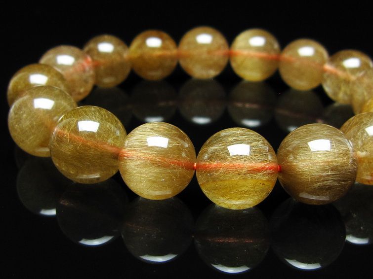 ルチルクォーツ ブレスレット 13mm ブロンズルチル ブレス 一点物 111-50752