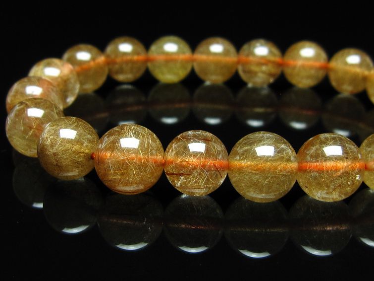 ルチルクォーツ ブレスレット 10mm ブロンズルチル ブレス 一点物 111-50758