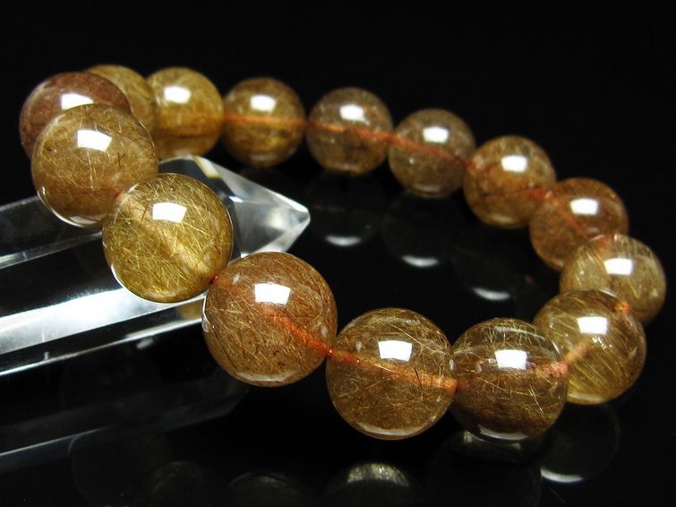 ルチルクォーツ ブレスレット 15mm ブロンズルチル ブレス 一点物 111-50766