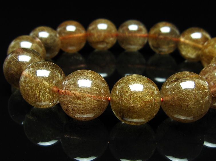 ルチルクォーツ ブレスレット 15mm ブロンズルチル ブレス 一点物 111-50766
