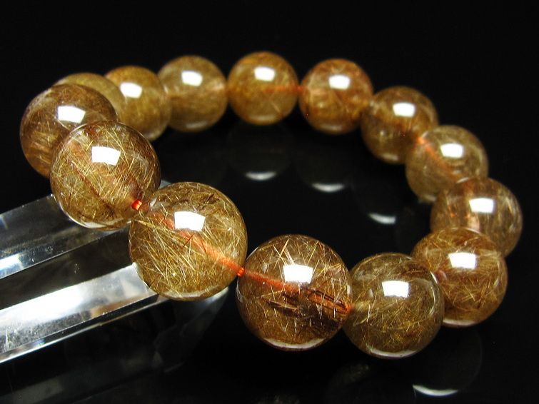 ルチルクォーツ ブレスレット 16mm ブロンズルチル ブレス 一点物 111-50767