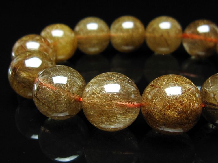 ルチルクォーツ ブレスレット 16mm ブロンズルチル ブレス 一点物 111-50767
