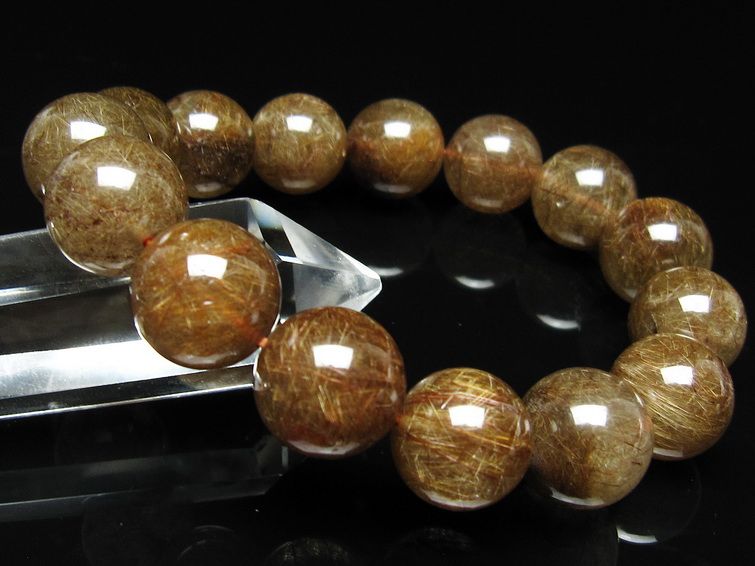 ルチルクォーツ ブレスレット 16mm ブロンズルチル ブレス 一点物 111-50768