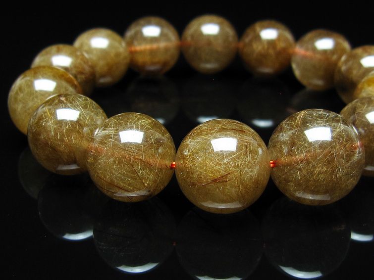 ルチルクォーツ ブレスレット 16mm ブロンズルチル ブレス 一点物 111-50769