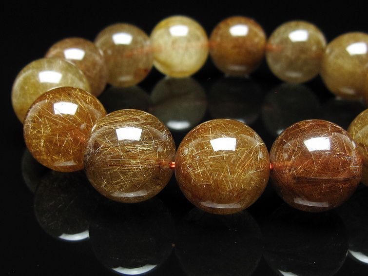 ルチルクォーツ ブレスレット 16mm ブロンズルチル ブレス 一点物 111-50773