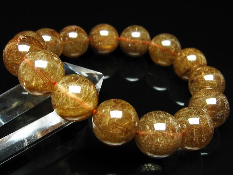 ルチルクォーツ ブレスレット 15mm ブロンズルチル ブレス 一点物 111-50774