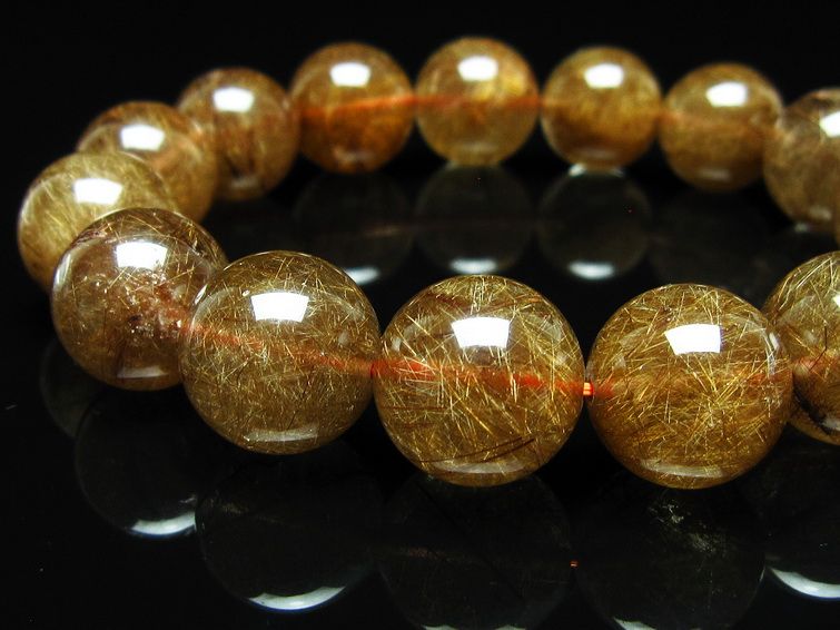 ルチルクォーツ ブレスレット 15mm ブロンズルチル ブレス 一点物 111-50774