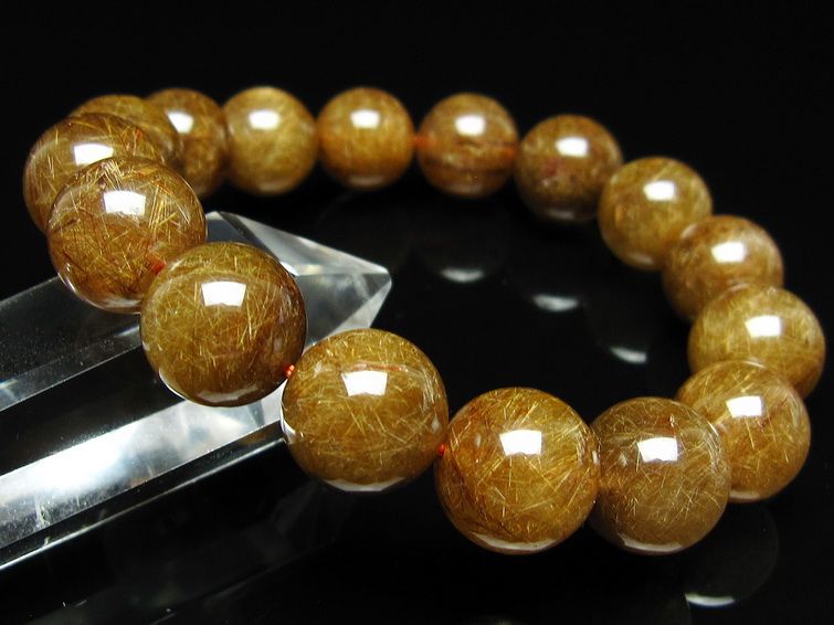 ルチルクォーツ ブレスレット 13mm ブロンズルチル ブレス 一点物 111-50775