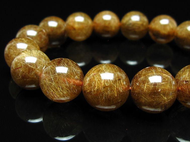 ルチルクォーツ ブレスレット 13mm ブロンズルチル ブレス 一点物 111-50775