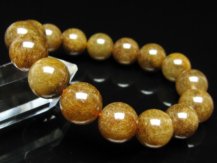 ルチルクォーツ ブレスレット 13mm ブロンズルチル ブレス 一点物 111-50782