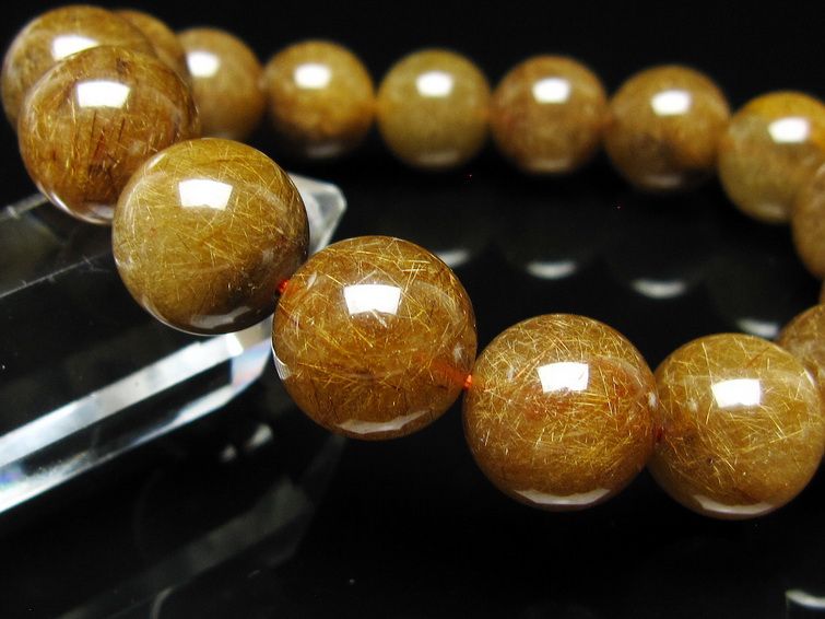 ルチルクォーツ ブレスレット 13mm ブロンズルチル ブレス 一点物 111-50782