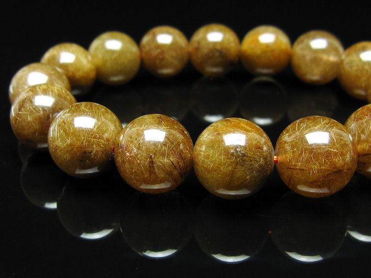 ルチルクォーツ ブレスレット 13mm ブロンズルチル ブレス 一点物 111-50782