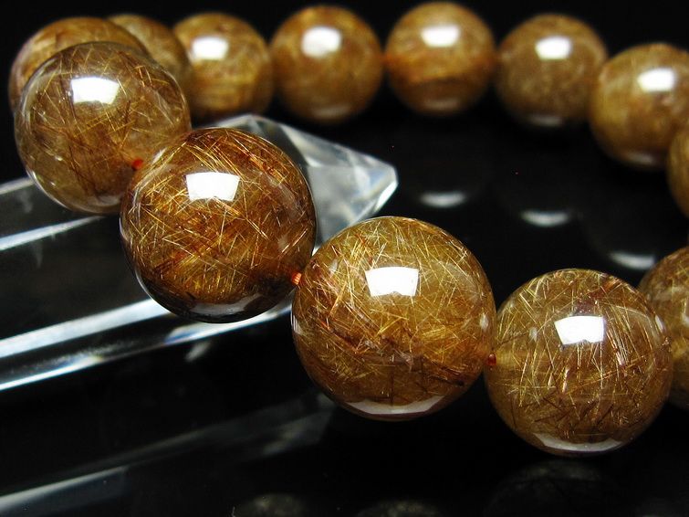 ルチルクォーツ ブレスレット 17mm ブロンズルチル ブレス 一点物 111-50783