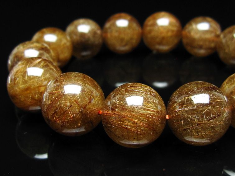 ルチルクォーツ ブレスレット 17mm ブロンズルチル ブレス 一点物 111-50783