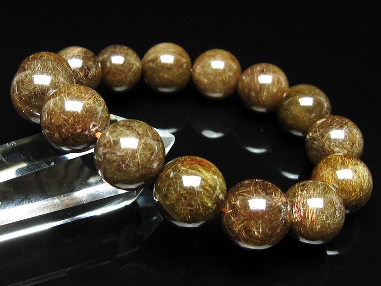 ルチルクォーツ ブレスレット 15mm ブロンズルチル ブレス 一点物 111-50790