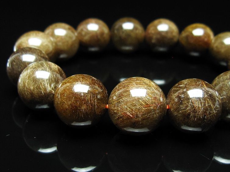 ルチルクォーツ ブレスレット 15mm ブロンズルチル ブレス 一点物 111-50790
