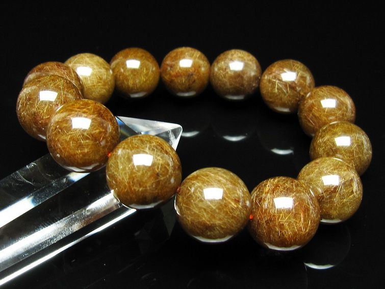 ルチルクォーツ ブレスレット 16mm ブロンズルチル ブレス 一点物 111-50791