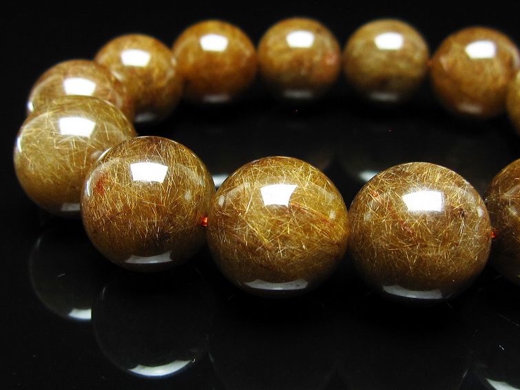 ルチルクォーツ ブレスレット 16mm ブロンズルチル ブレス 一点物 111-50791