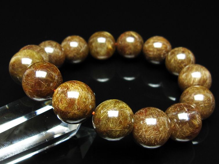 ルチルクォーツ ブレスレット 15mm ブロンズルチル ブレス 一点物 111-50792