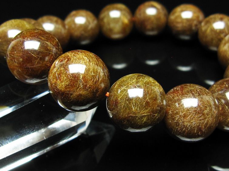ルチルクォーツ ブレスレット 15mm ブロンズルチル ブレス 一点物 111-50792