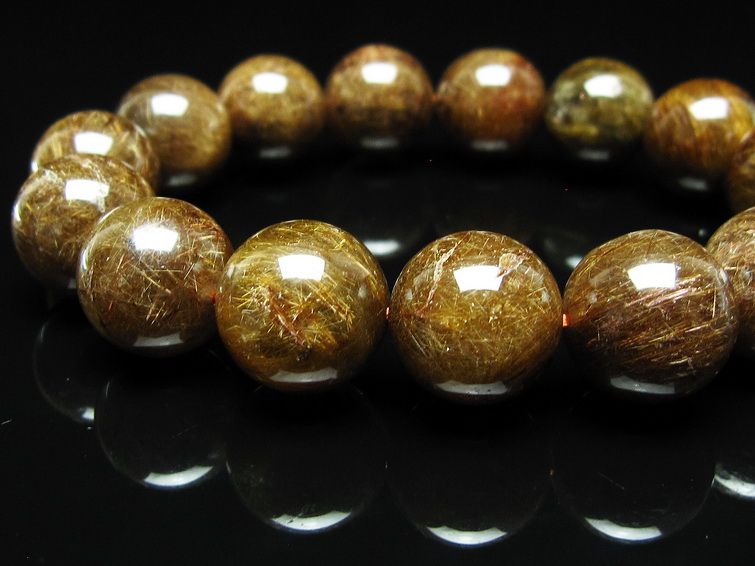 ルチルクォーツ ブレスレット 15mm ブロンズルチル ブレス 一点物 111-50792