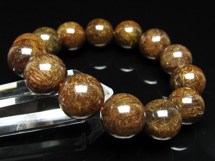 ルチルクォーツ ブレスレット 16mm ブロンズルチル ブレス 一点物 111-50793