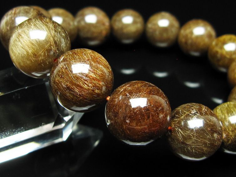 ルチルクォーツ ブレスレット 14mm ブロンズルチル ブレス 一点物 111-50794