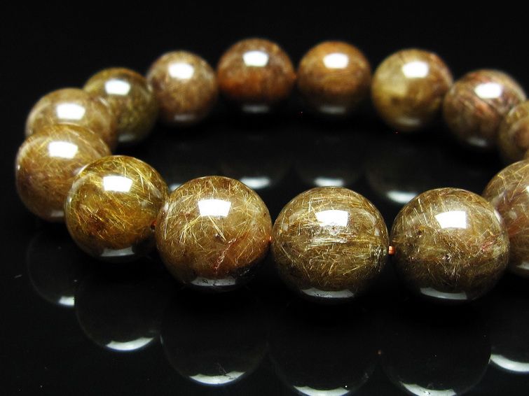 ルチルクォーツ ブレスレット 14mm ブロンズルチル ブレス 一点物 111-50794
