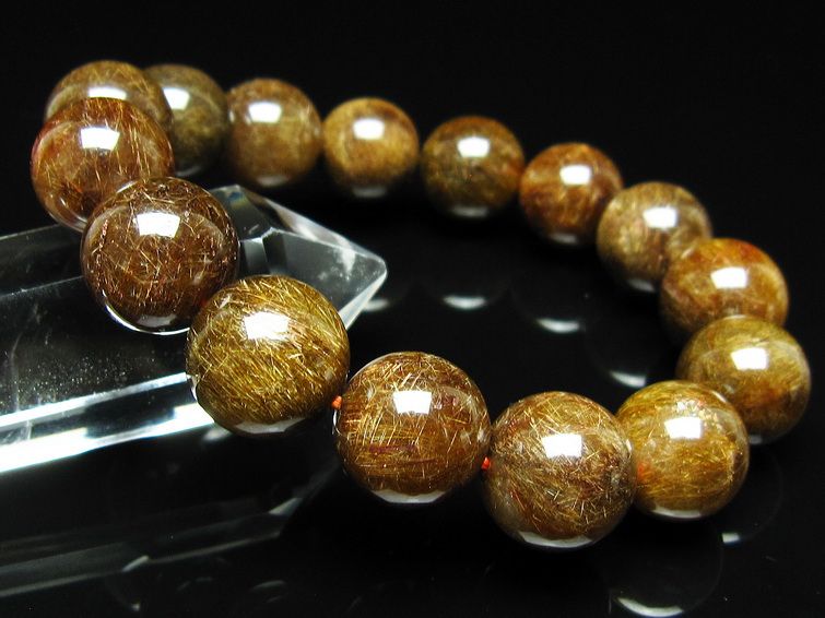 ルチルクォーツ ブレスレット 14mm ブロンズルチル ブレス 一点物 111-50795