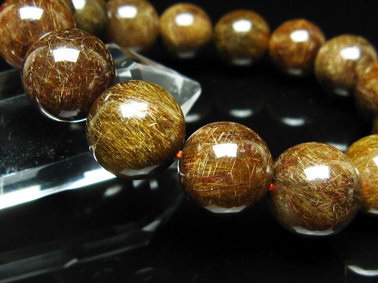 ルチルクォーツ ブレスレット 14mm ブロンズルチル ブレス 一点物 111-50795