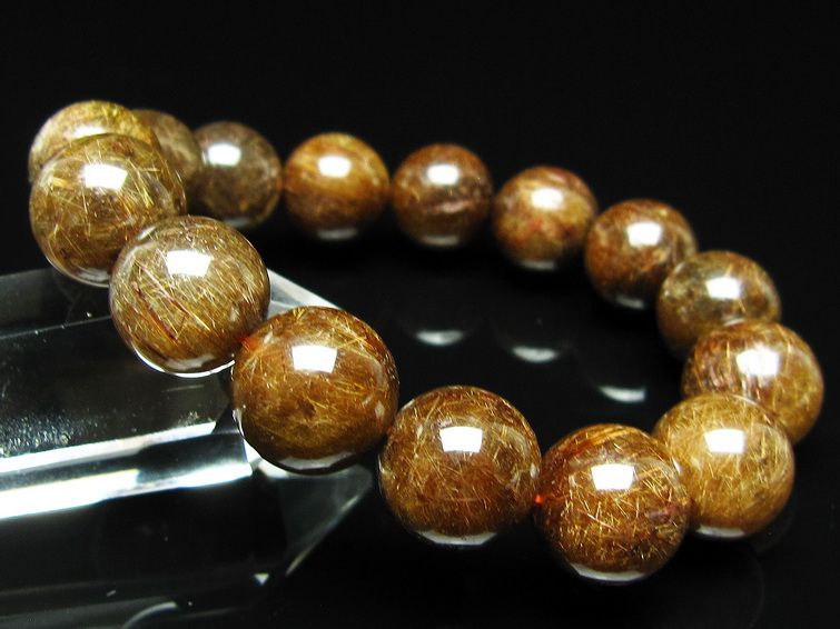 ルチルクォーツ ブレスレット 14mm ブロンズルチル ブレス 一点物 111-50796