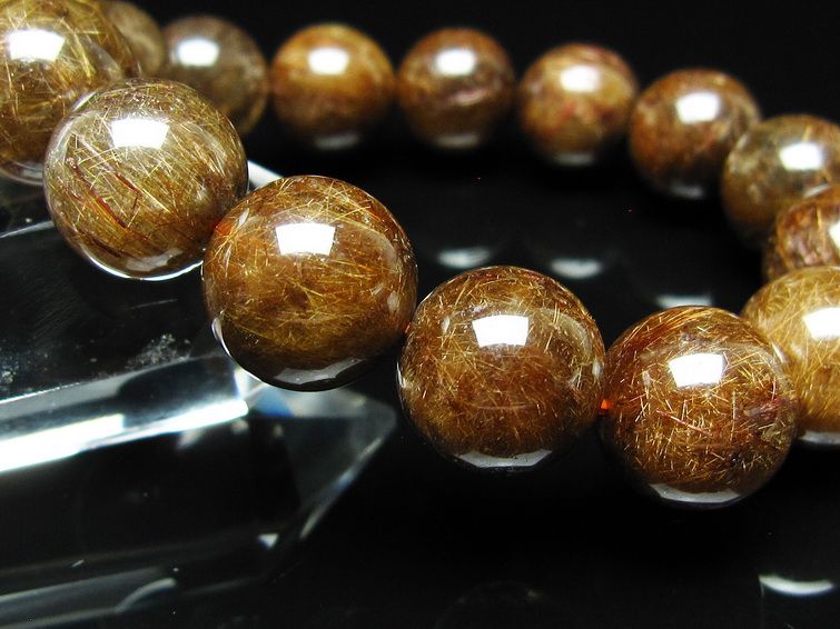 ルチルクォーツ ブレスレット 14mm ブロンズルチル ブレス 一点物 111-50796