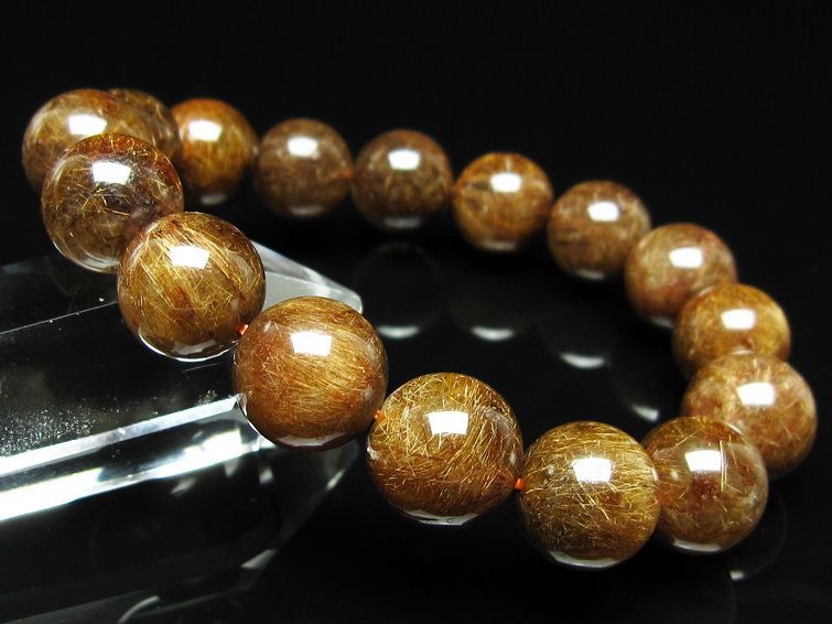 ルチルクォーツ ブレスレット 13mm ブロンズルチル ブレス 一点物 111-50797