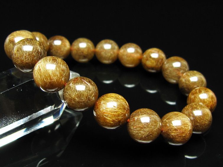 ルチルクォーツ ブレスレット 12mm ブロンズルチル ブレス 一点物 111-50798