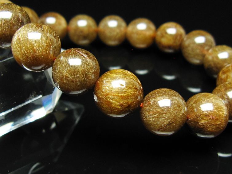 ルチルクォーツ ブレスレット 12mm ブロンズルチル ブレス 一点物 111-50798