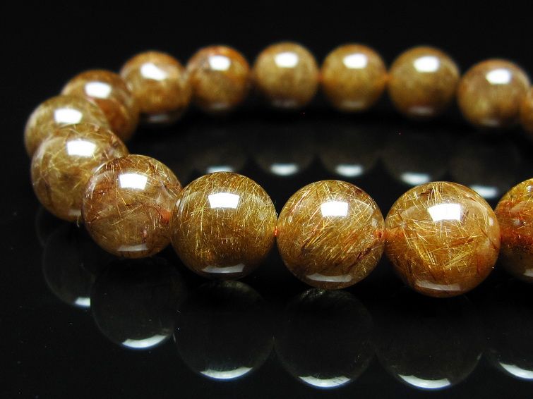 ルチルクォーツ ブレスレット 11mm ブロンズルチル ブレス 一点物 111-50799