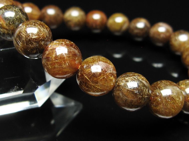 ルチルクォーツ ブレスレット 10mm ブロンズルチル ブレス 一点物 111-50807