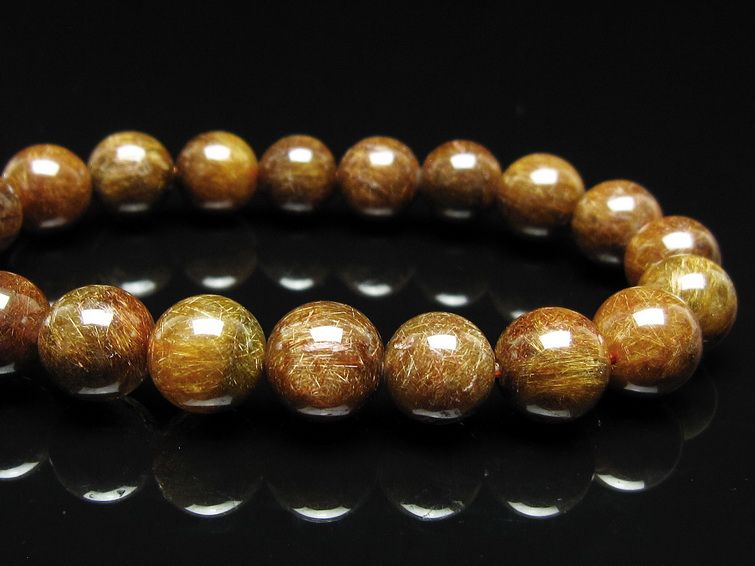 ルチルクォーツ ブレスレット 10mm ブロンズルチル ブレス 一点物 111-50809