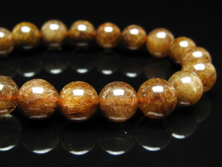 ルチルクォーツ ブレスレット 10mm ブロンズルチル ブレス 一点物 111-50811