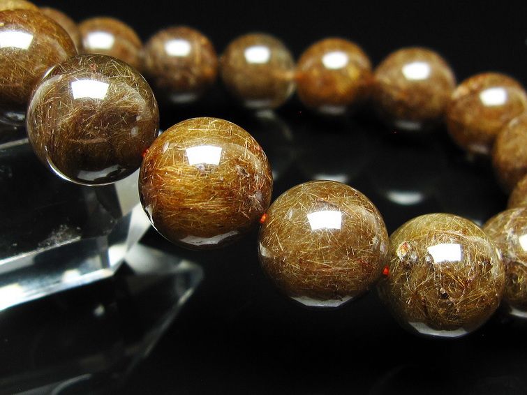 ルチルクォーツ ブレスレット 13mm ブロンズルチル ブレス 一点物 111-50814
