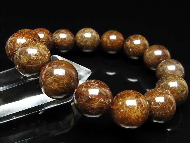 ルチルクォーツ ブレスレット 15mm ブロンズルチル ブレス 一点物 111-50818