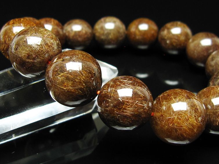 ルチルクォーツ ブレスレット 15mm ブロンズルチル ブレス 一点物 111-50818